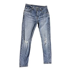 womens LEVI 512 medium wash distressed tapered straight leg jeans size 30